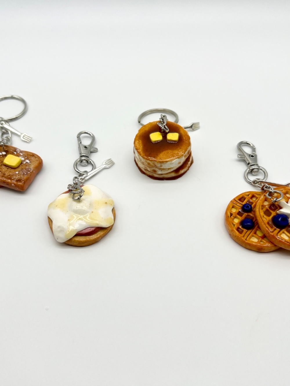 Breakfast Food Keychain or Bag Clip – Pancakes, Waffles, French Toast, Eggs Bene - Picture 2 of 16